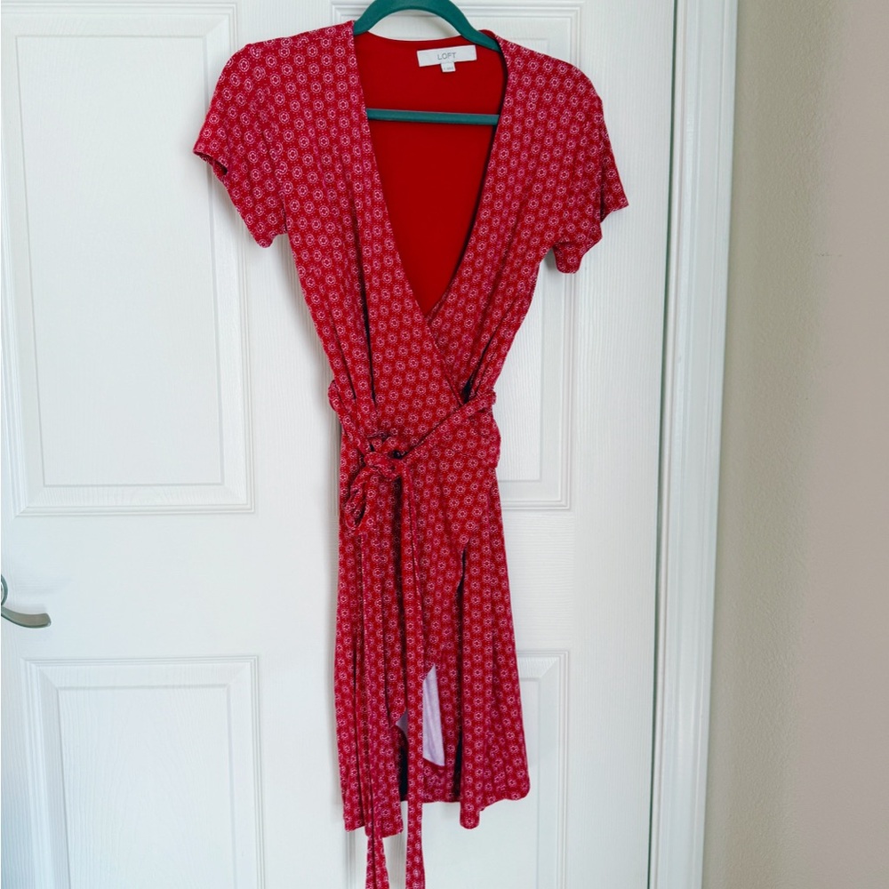 LOFT Red Wrap Dress